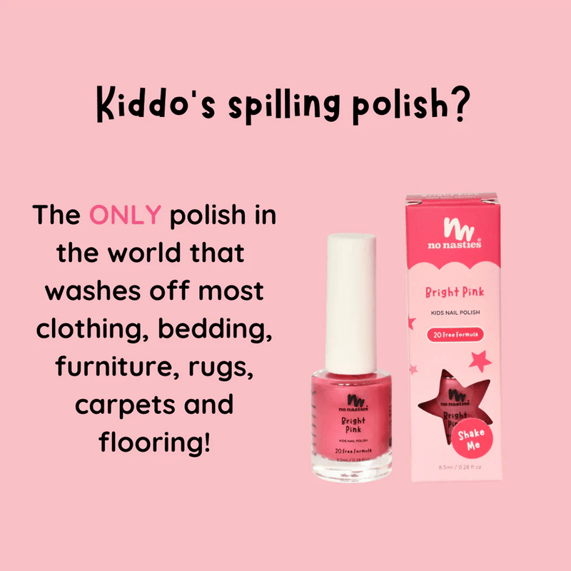 No Nasties Natural Kid's Water-Based Kids Nail Polish - Bright Pink