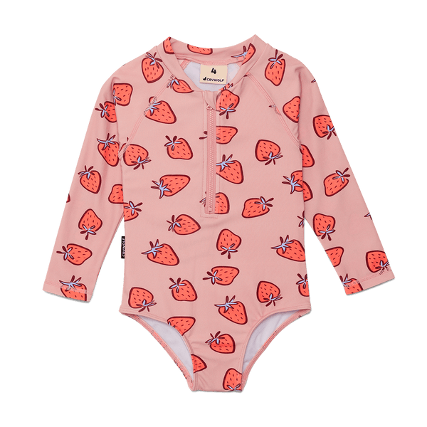 Crywolf Long Sleeve Swimsuit - Strawberry Splash