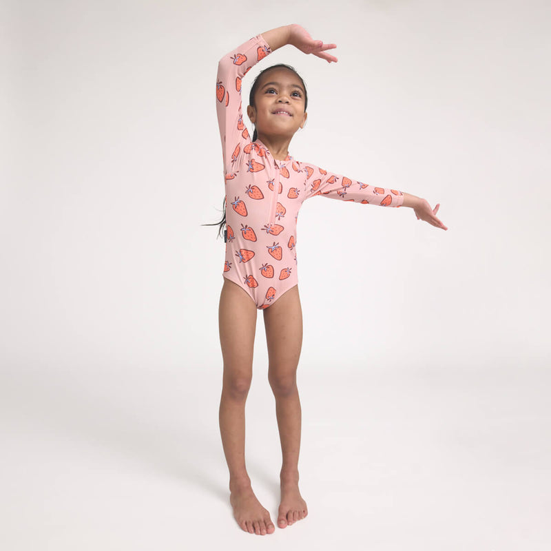 Crywolf Long Sleeve Swimsuit - Strawberry Splash