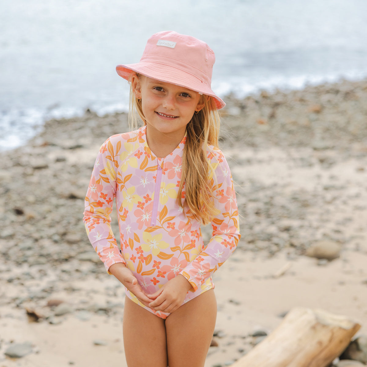 Long Sleeve Swimsuit - Hibiscus Daze