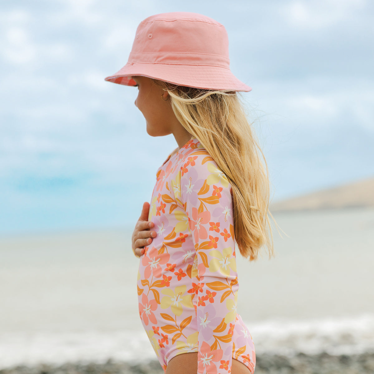 Long Sleeve Swimsuit - Hibiscus Daze