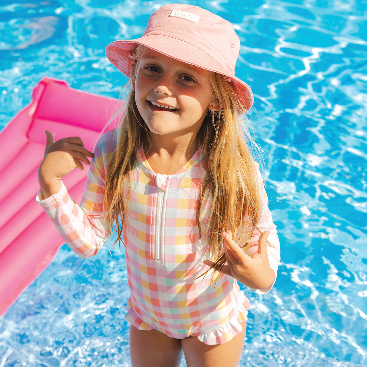 Long Sleeve Swimsuit - Pop Gingham