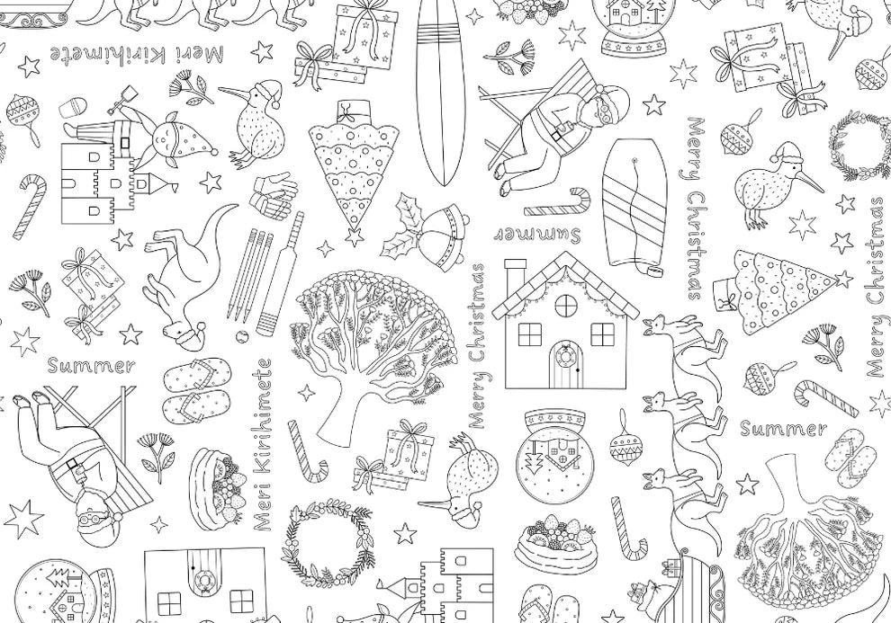 Washable, Reusable Colouring-In Solo Mat Kit - Christmas Down Under