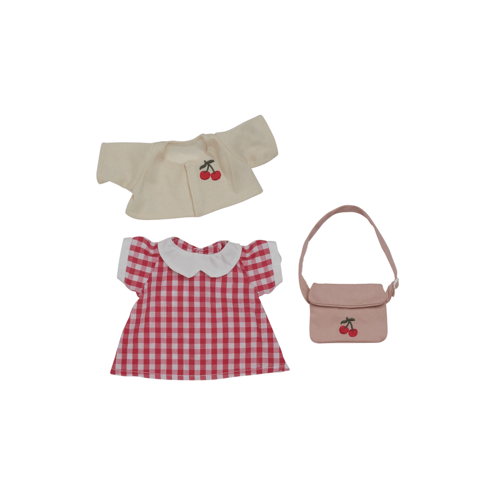 Olli Ella Dinkum Doll Outfit - Cherry Gingham Outfit