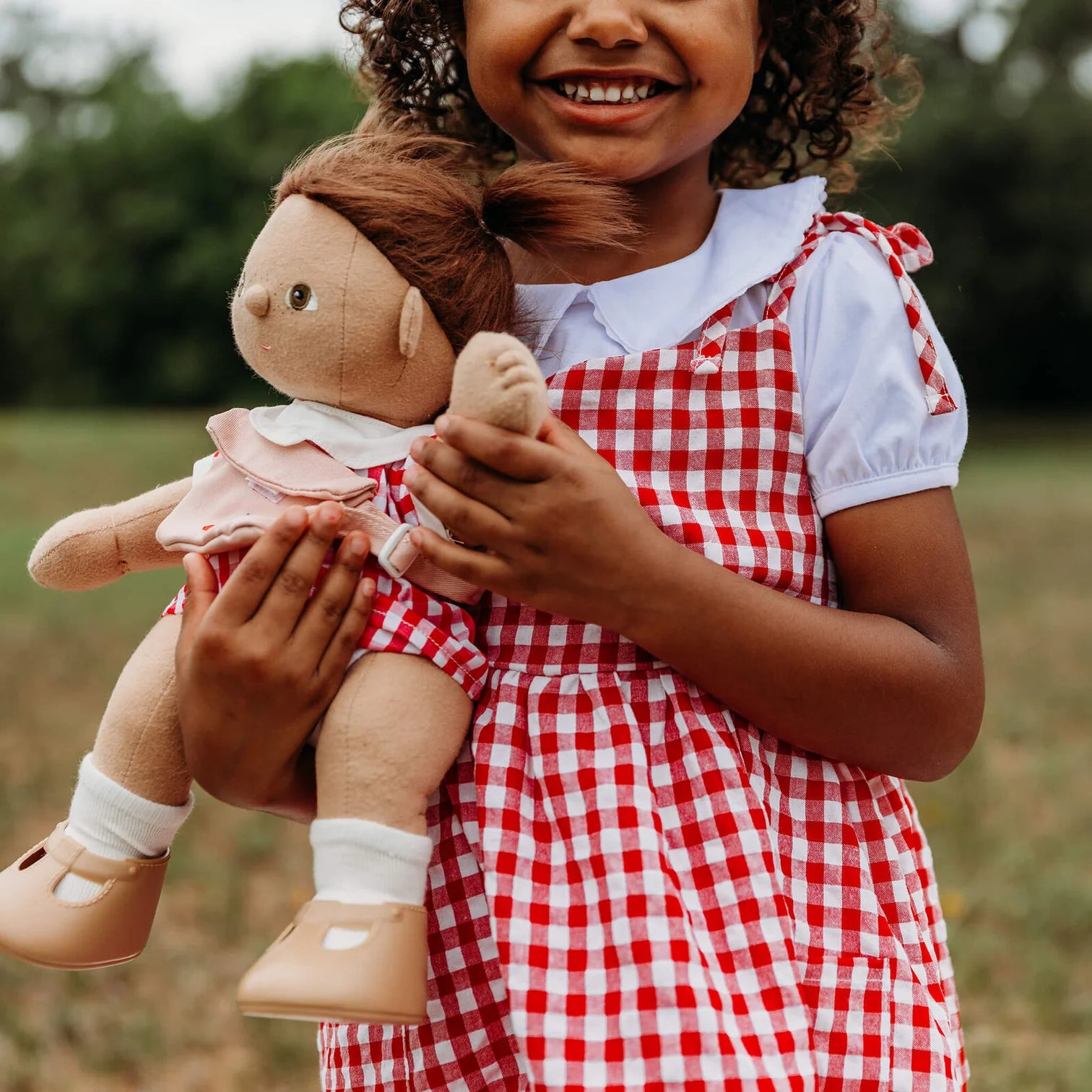 Olli Ella Dinkum Doll Outfit - Cherry Gingham Outfit