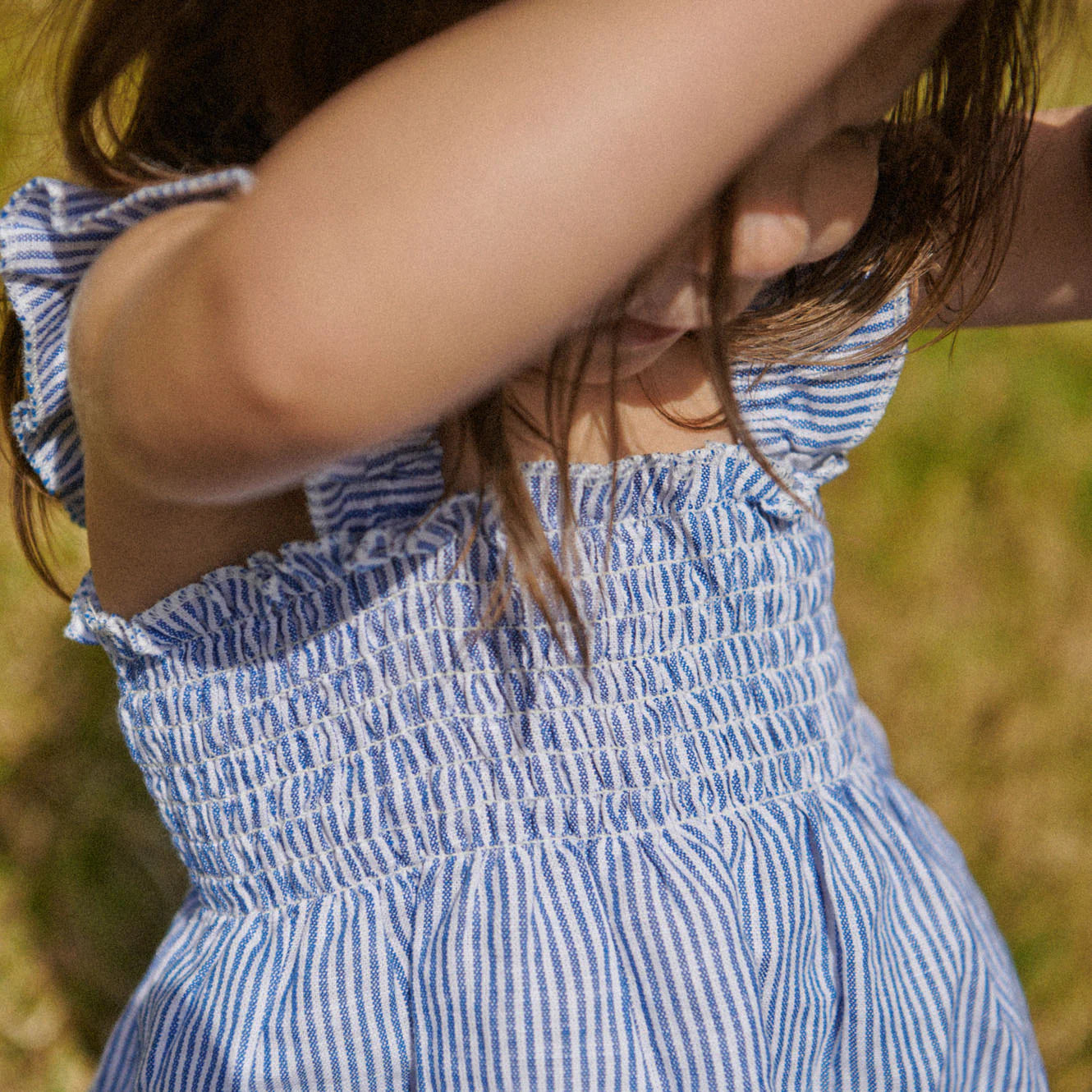 Nature Baby Gala Dress - Linen Blue Stripe