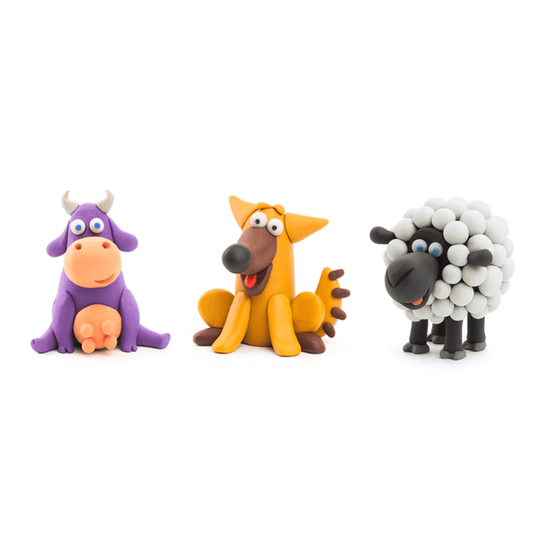 Hey Clay Animals Medium Pack - Cow, Dog, Sheep