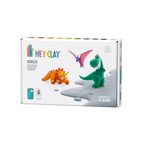 Hey Clay Dinos Medium Pack - Pterodactylus, Triceratops, Tyrannosaurus