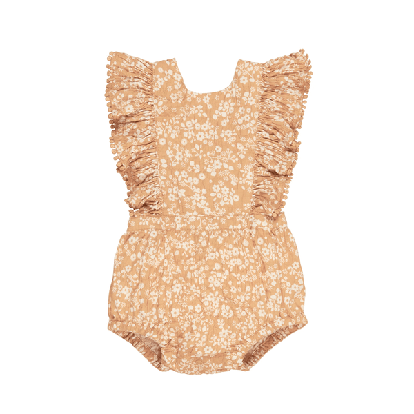 Huxbaby Floral Warm Glow Frill Playsuit - Warm Glow