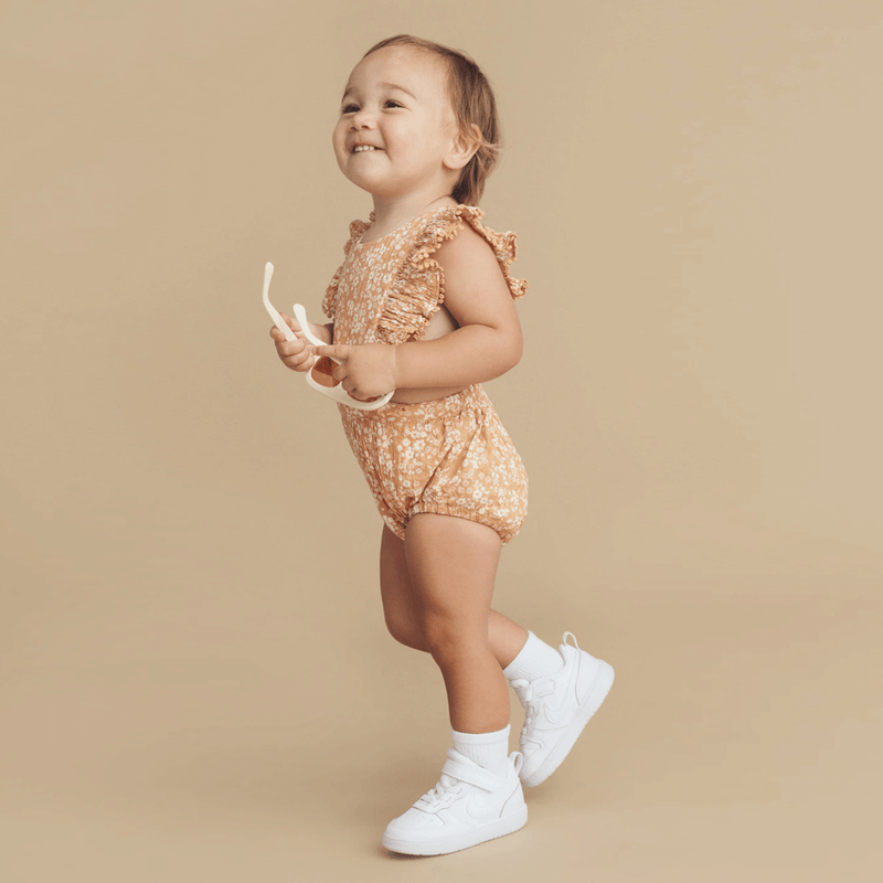 Huxbaby Floral Warm Glow Frill Playsuit - Warm Glow