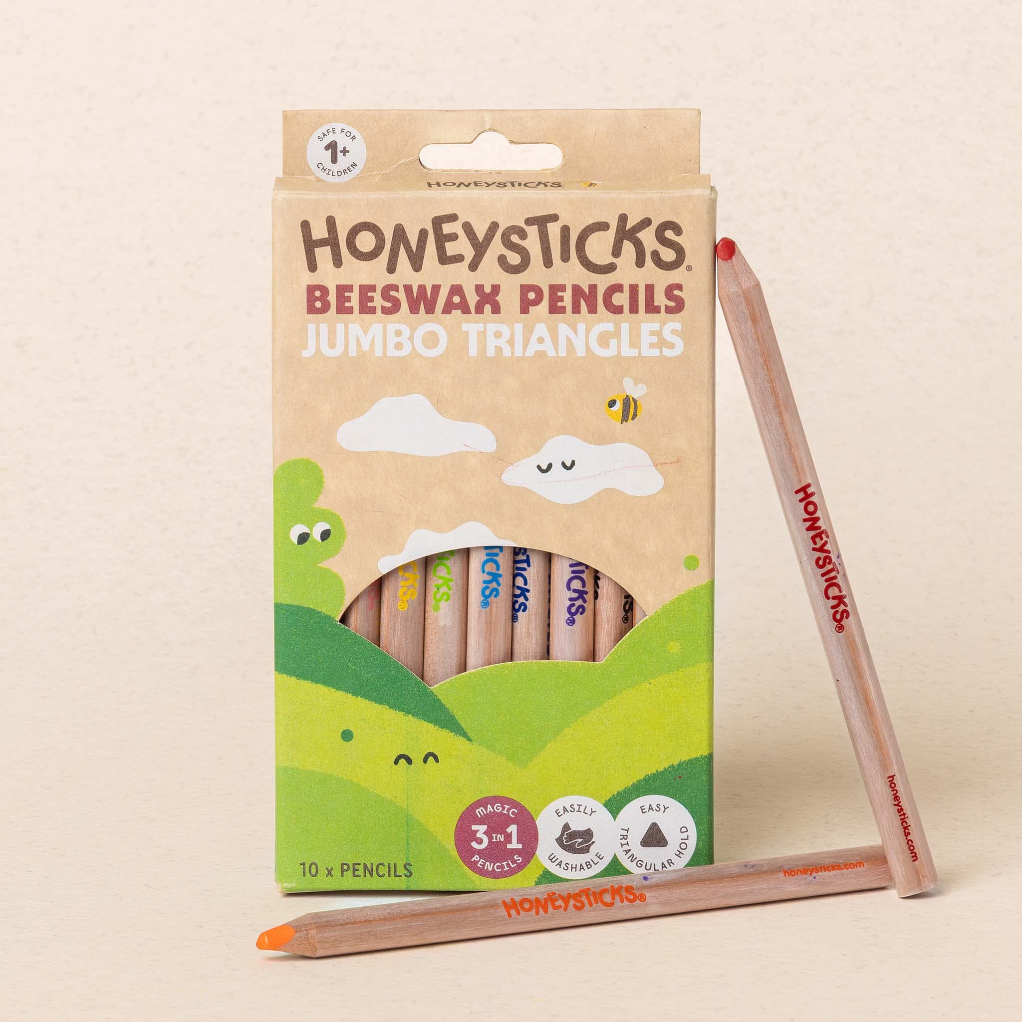 Honeysticks Magic 3-in-1 Beeswax Pencils Jumbo Triangles - 10pk