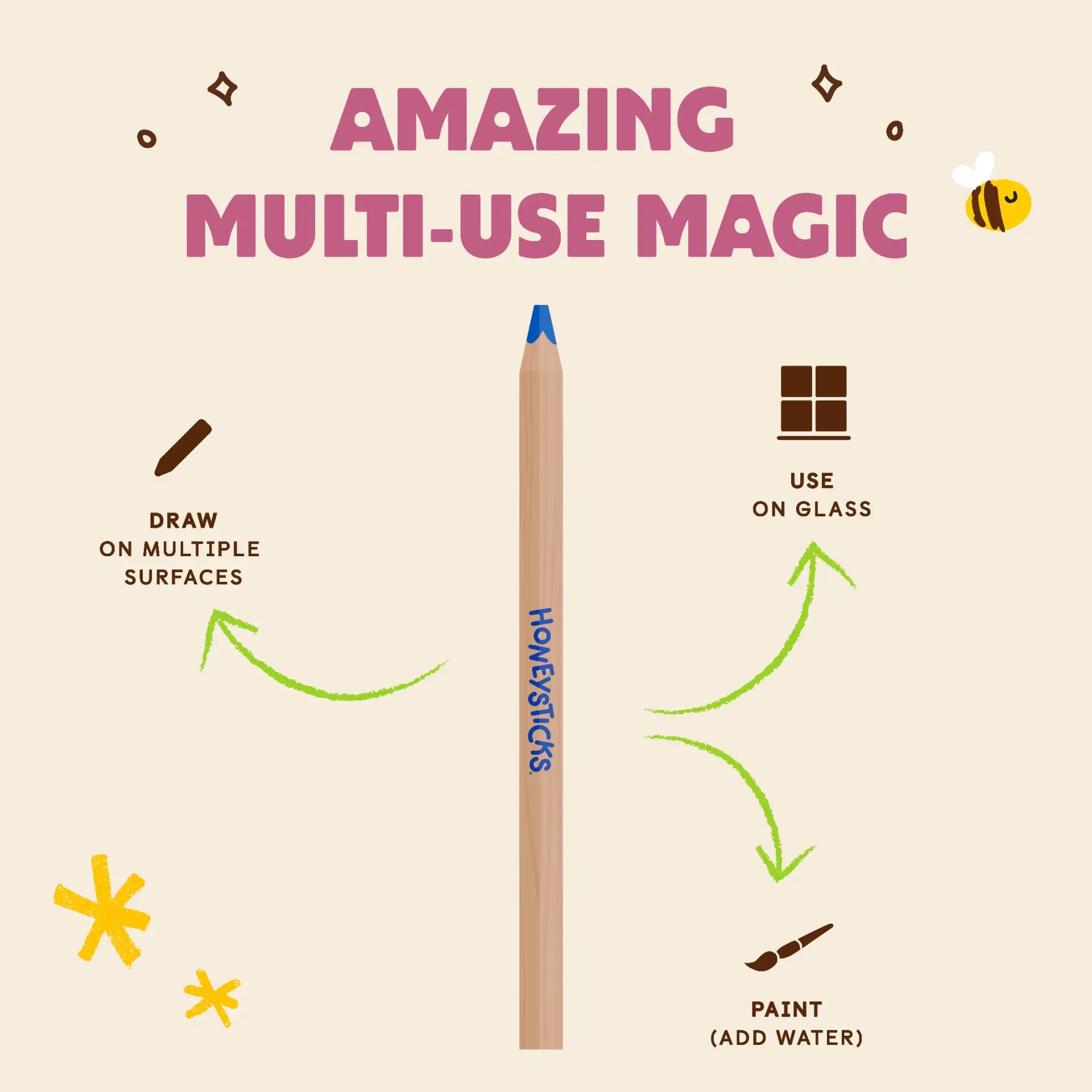 Honeysticks Magic 3-in-1 Beeswax Pencils Jumbo Triangles - 10pk