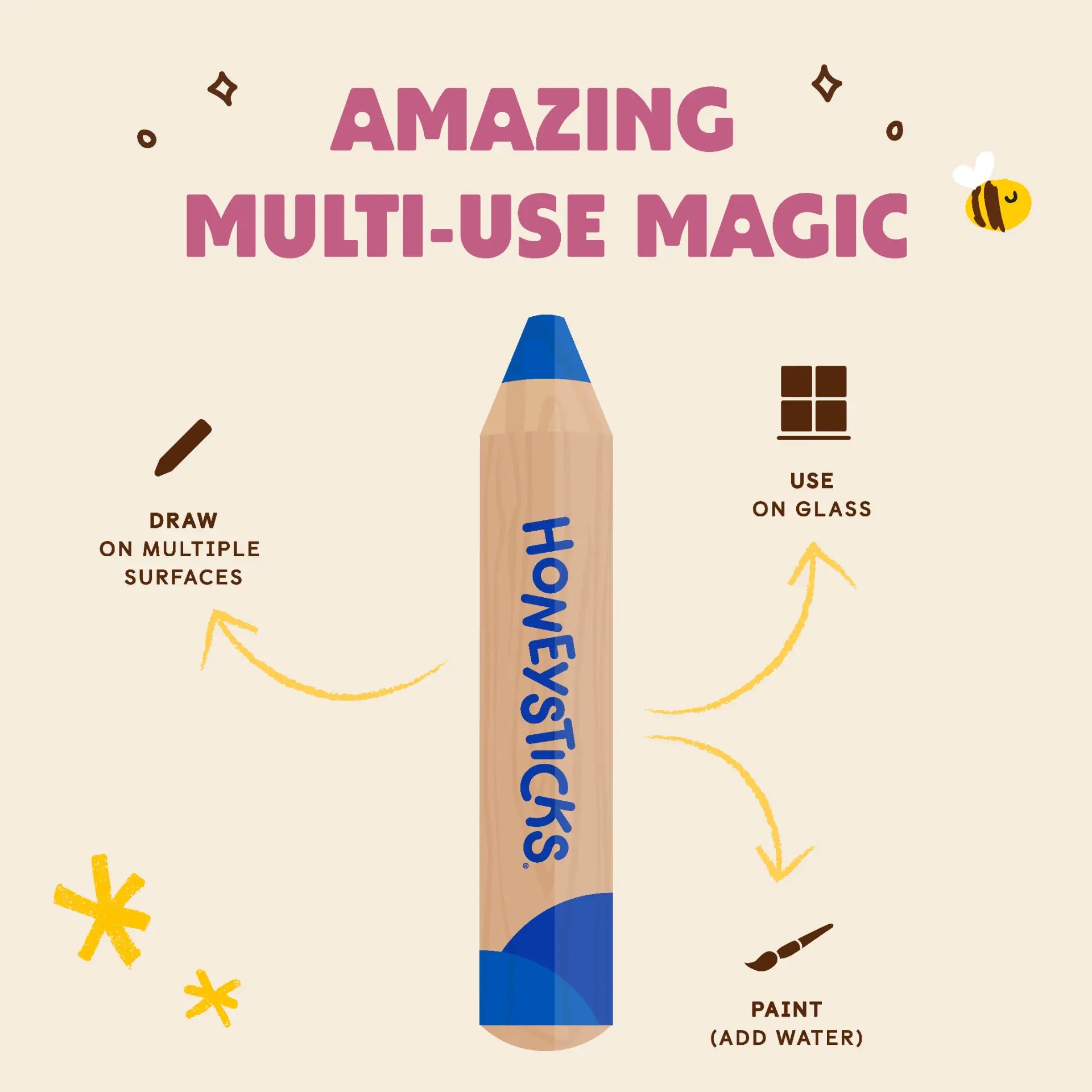 Honeysticks Magic 3-in-1 Beeswax Pencils Little Learners - 7pk