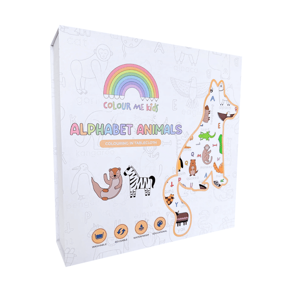 Colour Me Kids Reusable Colouring In Tablecloth Set - Alphabet Animals
