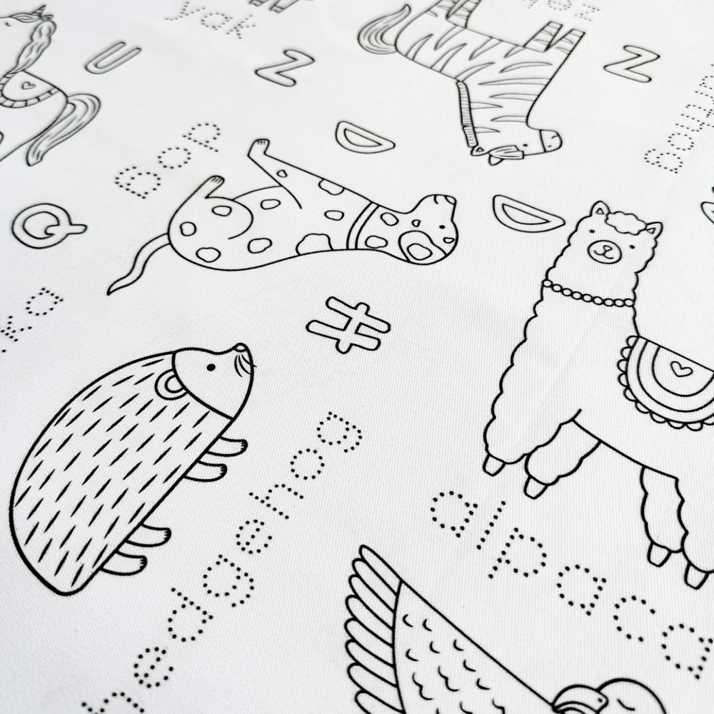 Reusable Colouring In Tablecloth Set - Alphabet Animals