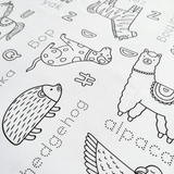Colour Me Kids Reusable Colouring In Tablecloth Set - Alphabet Animals