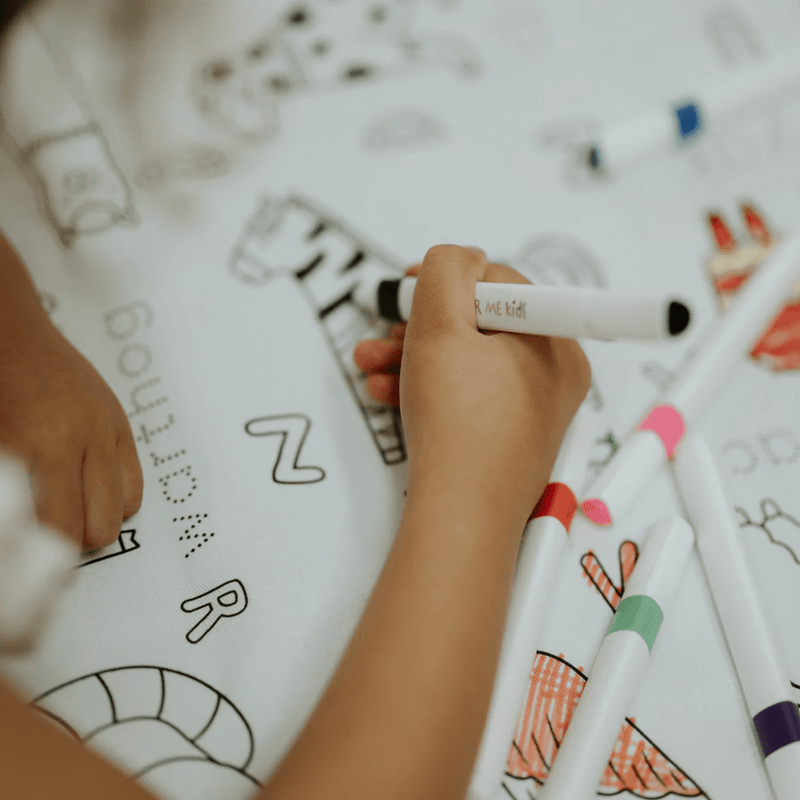Colour Me Kids Reusable Colouring In Tablecloth Set - Alphabet Animals
