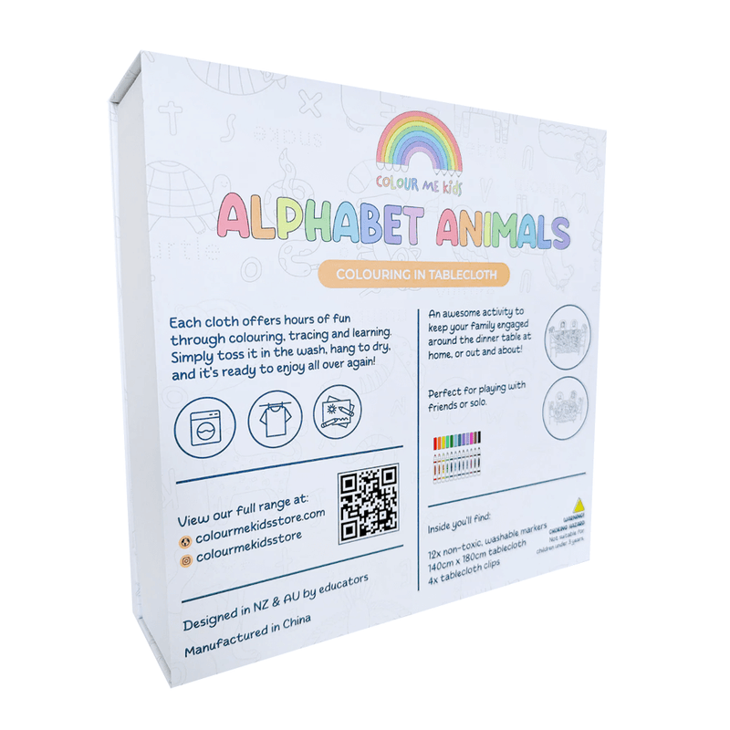 Colour Me Kids Reusable Colouring In Tablecloth Set - Alphabet Animals