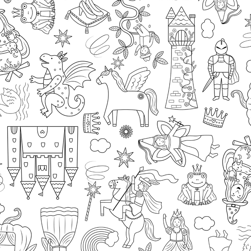 Colour Me Kids Reusable Colouring In Tablecloth Set - Once Upon A Time