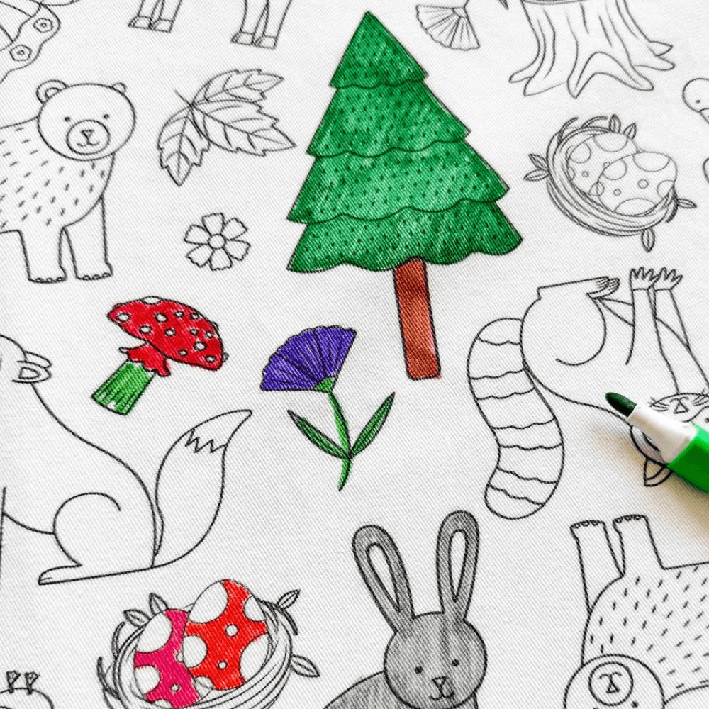 Reusable Colouring In Tablecloth Set - Woodland Wonders