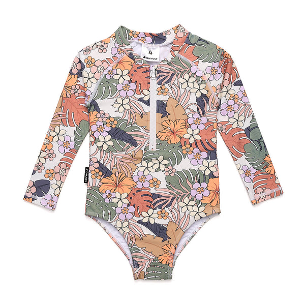 Crywolf Long Sleeve Swim Suit - Tropical Floral