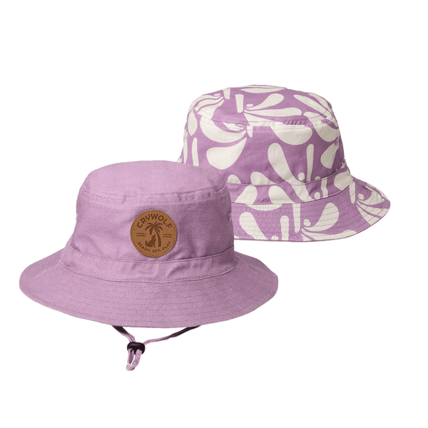 Crywolf Wolf Reversible Bucket Hat - Lilac Palms