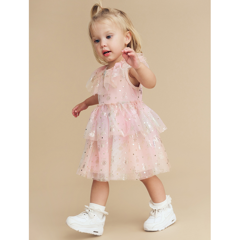 Huxbaby Cloud Bear Tiered Party Dress - Multi