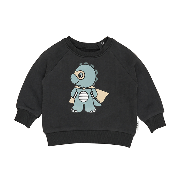 Huxbaby Dino Hero Sweatshirt - Soft Black