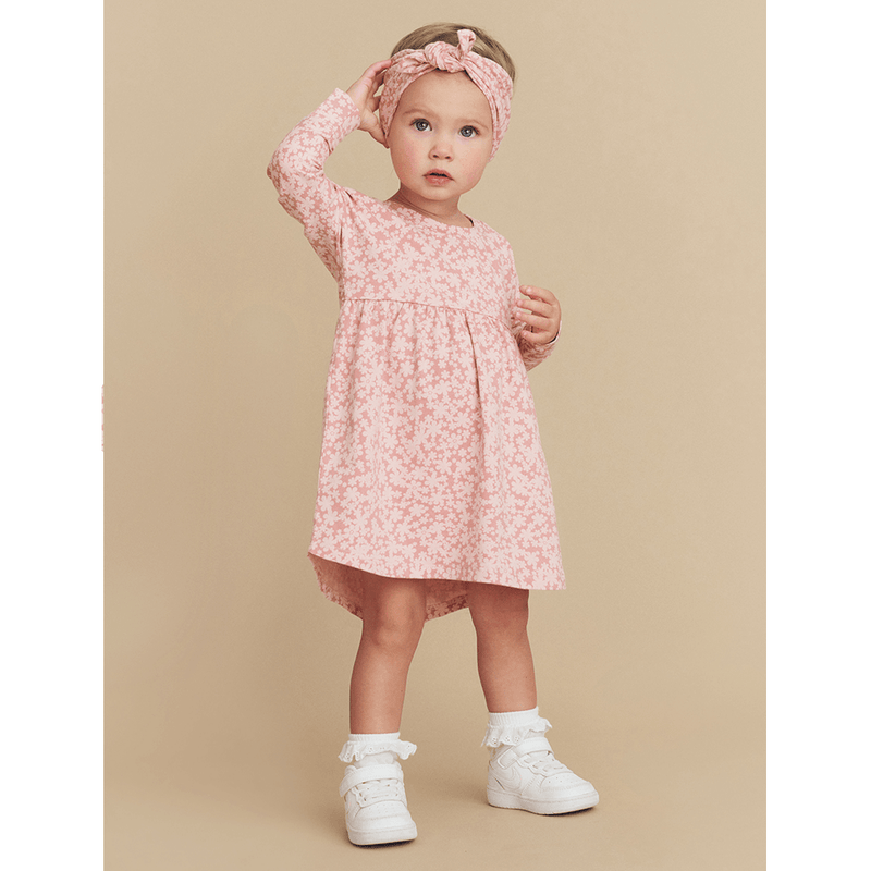 Huxbaby Smile Floral Swirl Dress - Dusty Rose
