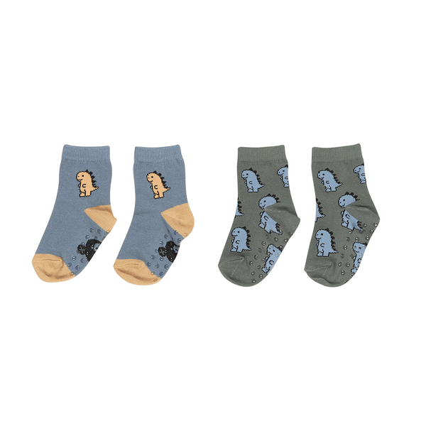 Huxbaby T-Rex 2Pack Socks - Dino Blue + Light Spruce