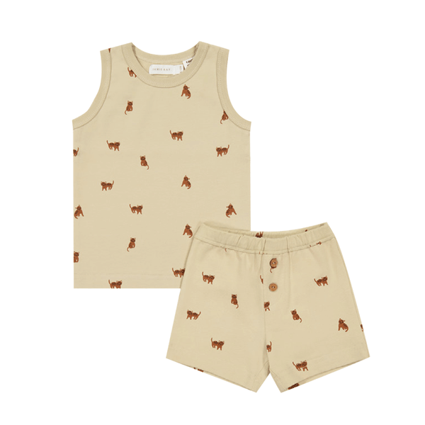 Jamie Kay Organic Cotton Remi Pyjama Singlet Set - Tommy Tigers