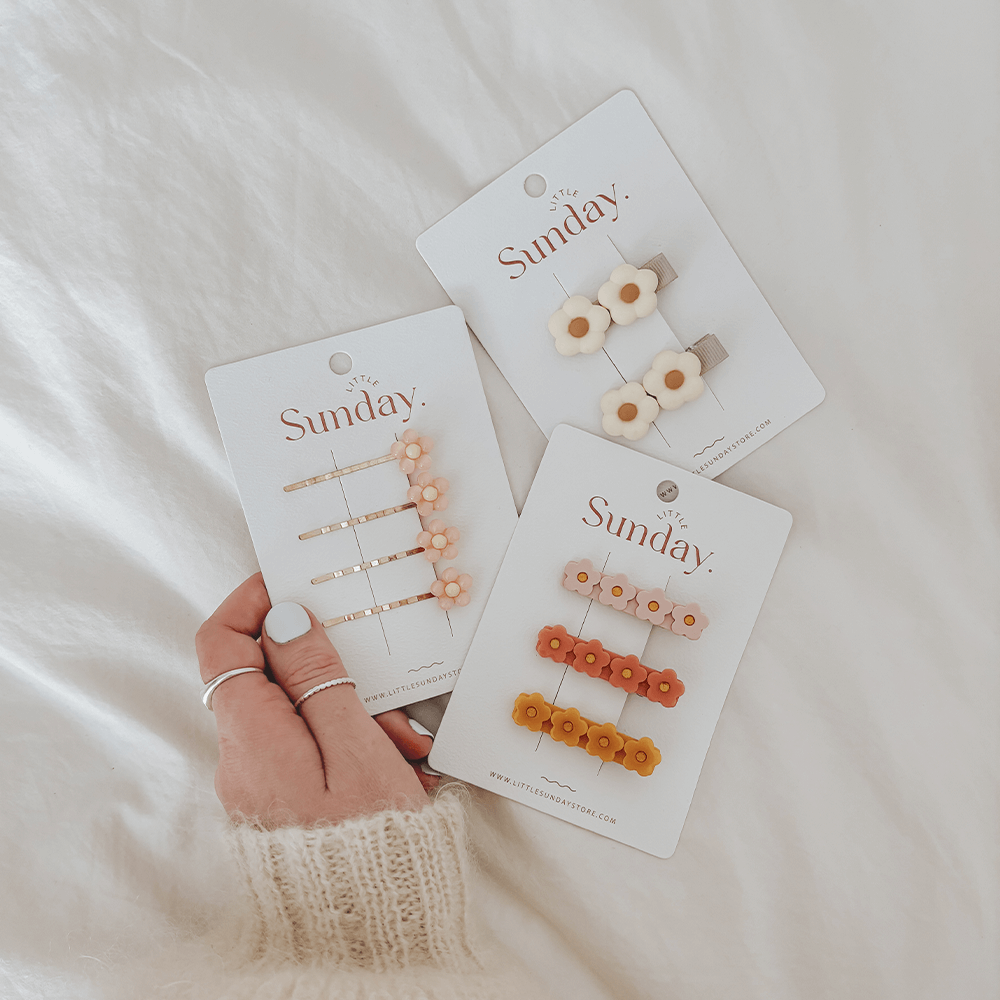 Little Sunday Daisy Hair Pins - Peachy
