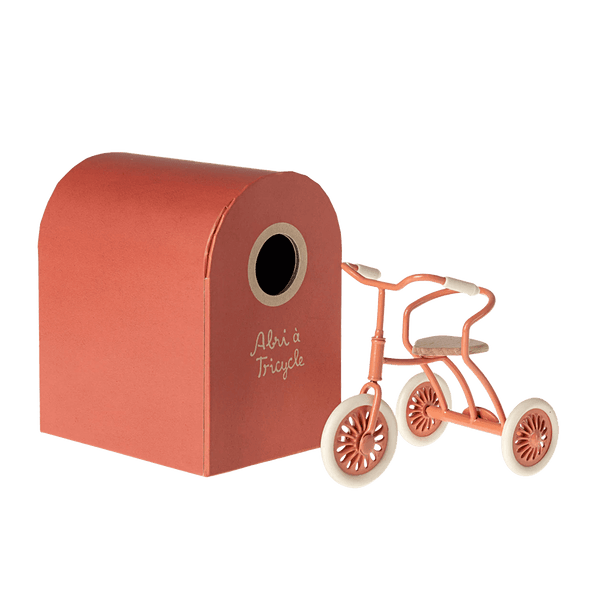 Maileg Abri A Tricycle Mouse - Coral