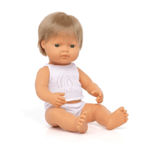 Miniland Doll Anatomically Correct Baby - Caucasian Dark Blonde Boy 38cm