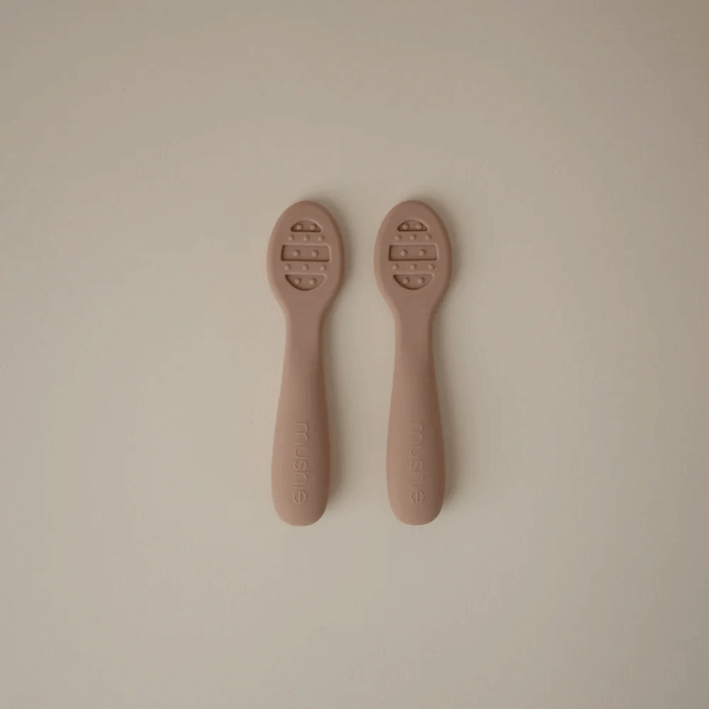 Mushie Baby First Feeding Spoons - Natural/Shifting Sand