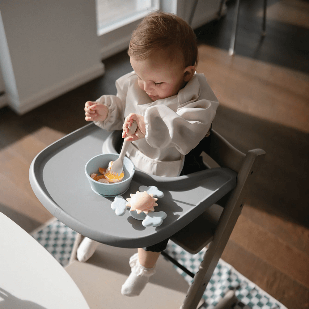 Mushie Long Sleeve Bib - Fog