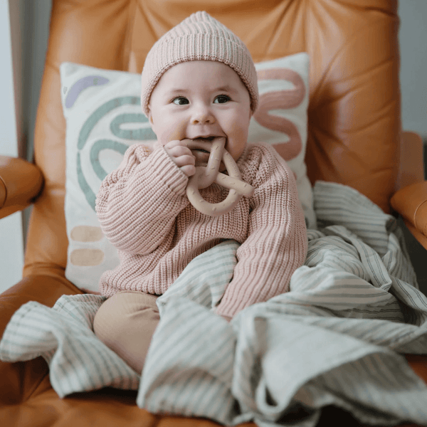 Mushie Swaddle - Sage Stripe