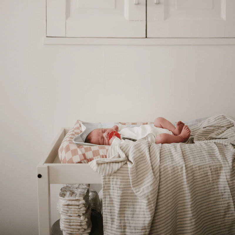Mushie Swaddle - Sage Stripe