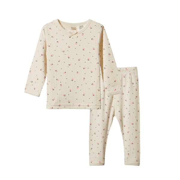 Nature Baby 2pc Long Sleeve Pyjama Set Pointelle - Posey Blossom