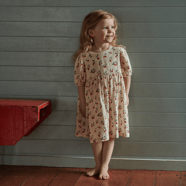 Nature Baby Albertine Muslin Dress - Strawberry Blush