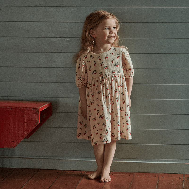 Nature Baby Albertine Muslin Dress - Strawberry Blush
