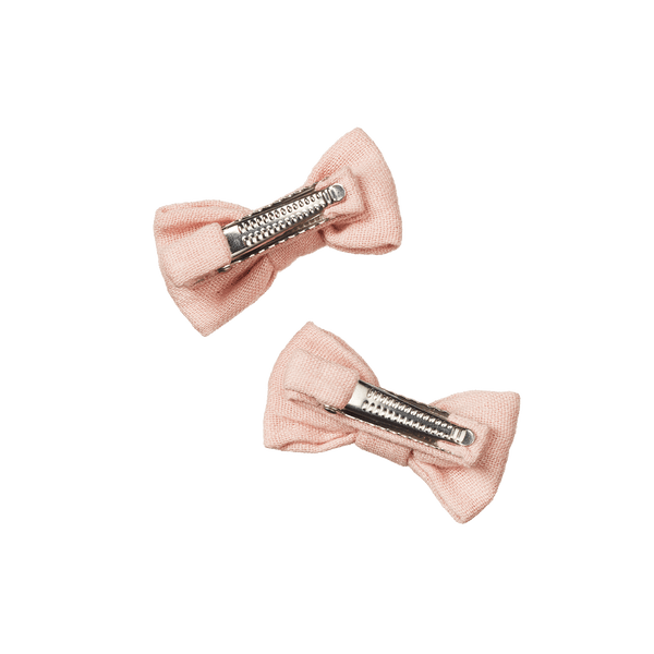 Nature Baby Bow Hair Clips 2 Pack - Rose Dust Crinkle