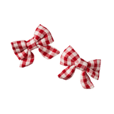Nature Baby Bow Hair Clips 2 Pack - Red Check