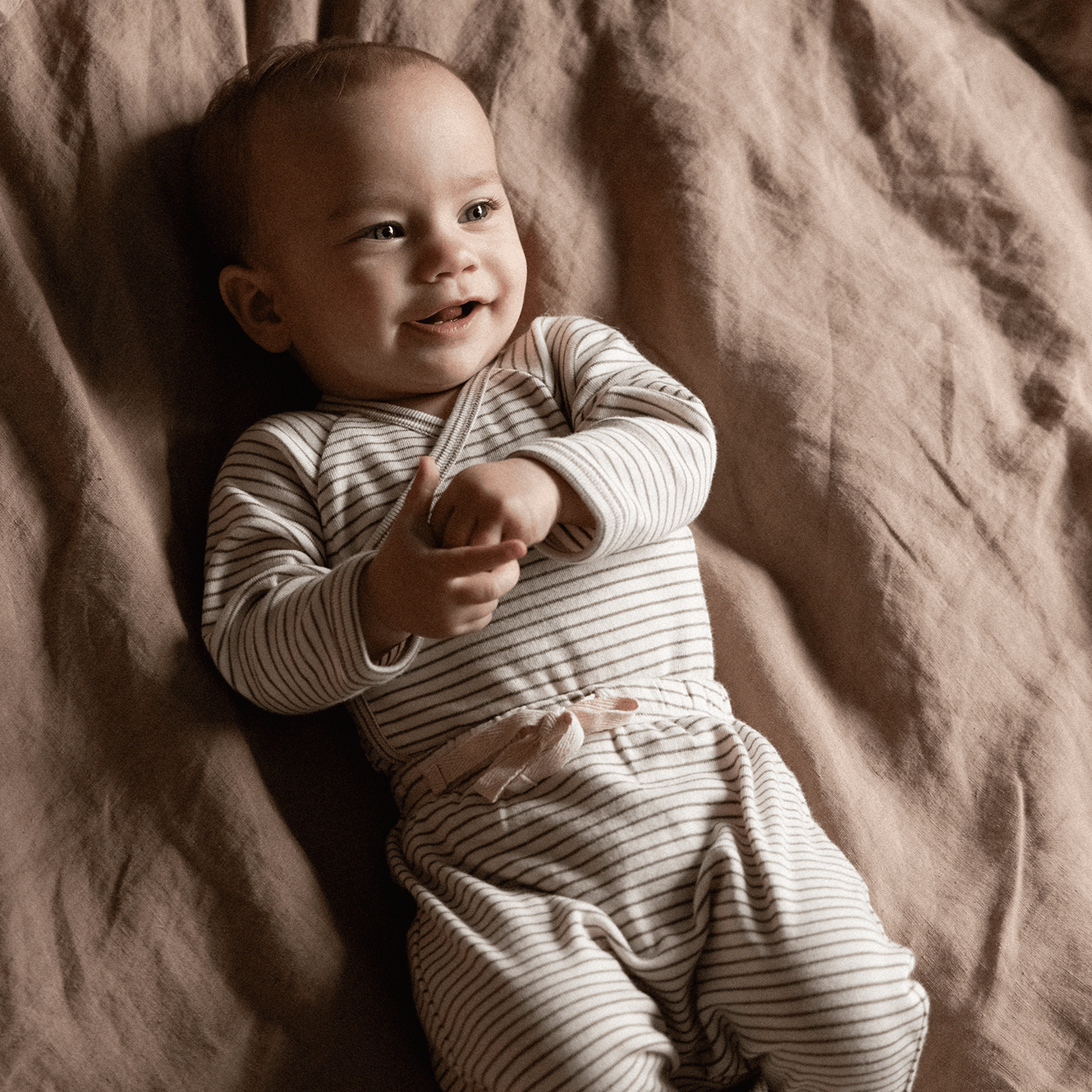 Nature Baby Cotton Footed Rompers - Mushroom Stripe