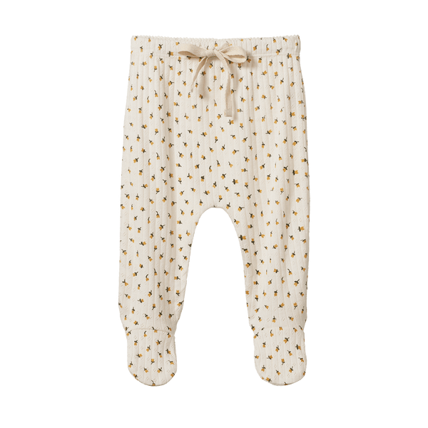 Nature Baby Cotton Footed Romper - Pointelle Tulips