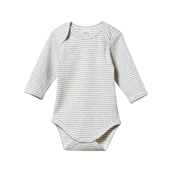 Nature Baby Long Sleeve Bodysuit - Grey Marl Stripe