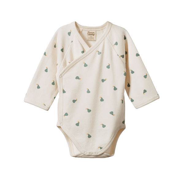 Nature Baby Kimono Long Sleeve Bodysuit - Petite Pear