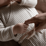 Nature Baby Kimono Long Sleeve Bodysuit - Mushroom Pinstripe