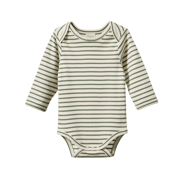Nature Baby Long Sleeve Bodysuit - Nettle Stripe