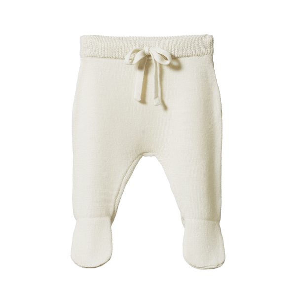 Nature Baby Merino Knit Footed Rompers - Natural